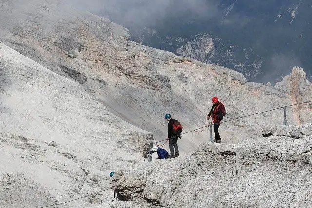 Ferrata Cristallo Dolomite mountains day excursion with professional alpine guide