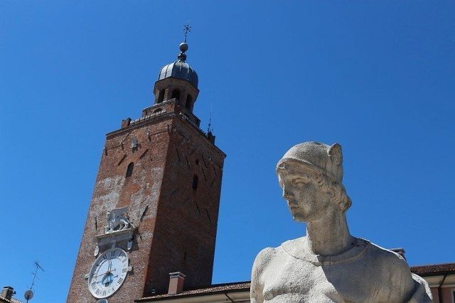 Clock tower Castelfranco Veneto medieval walled town