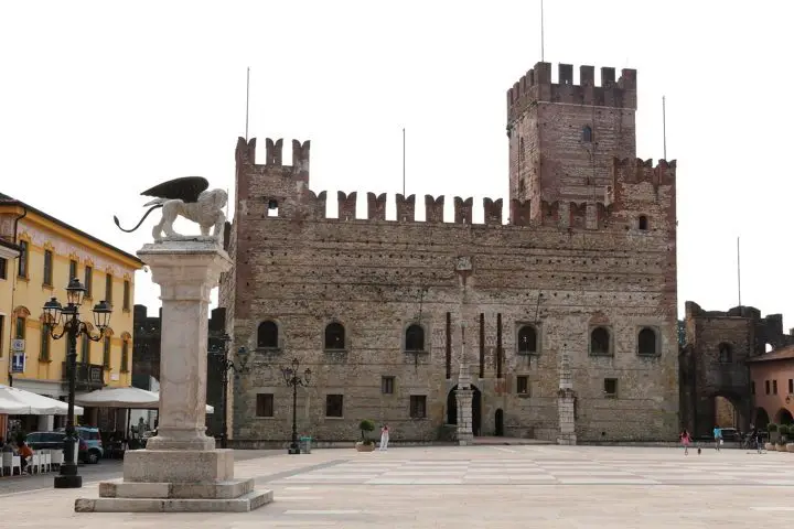 Medieval lower castle in Marostica, chess square