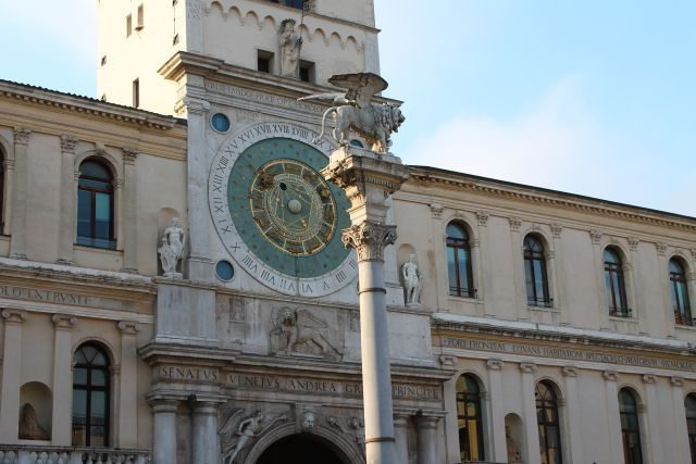 Padua clock tower university town Veneto region. From the Middle Ages that the town develops with churches and palaces.