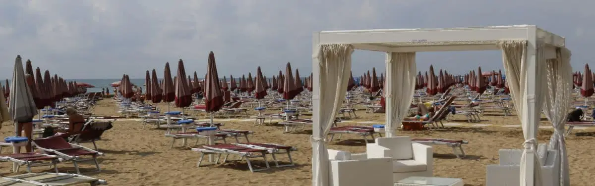 Rimini beach resort along the Adriatic sea, Roman site and Malatesta domain. Emilia Romagna region