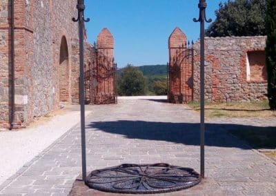 Beatrice I d'Este monastery well main courtyard, on mount gemola, euganean hills. North Italy Veneto region. To visit during a day excursion