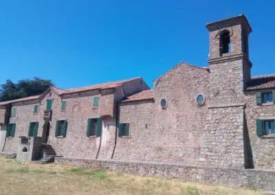 Beatrice d'Este monastery back side, mount Gemola, Euganean Hills, Padua, Veneto region, north Italy, day excursion
