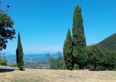 Monastery Beatrice I d'Este landscape view on mount gemola euganean hills, north italy. in the province of Padua to visit during a day excursion with professional driver