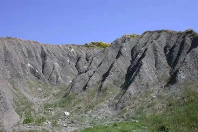 Gullies Emilia Romagna Apennine ridge, North Italy