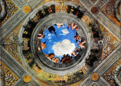Di sotto in sù ceiling panel, Camera picta, Mantua by Andrea Mantegna