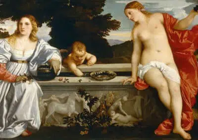 Amour sacré et Amour profane, une peinture à l'huile de Titien qui se trouve à Rome Galleria Borghese. On présume avoir été commandée par Niccolò Aurelio