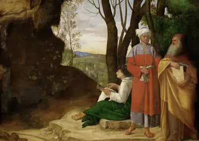 Les Trois Philosophes, peinture à l'huile sur toile de l'artiste italien de la renaissance Giorgione. exposée au Kunsthistorisches Museum de Vienne