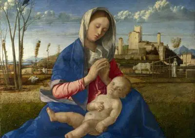 Madonna del prato,représentant la Vierge Marie et l'Enfant Jésus du peintre Giovanni Bellini, Londres National Gallery