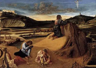 The Agony in the Garden, National Gallery London. an early painting by the Italian Renaissance master Giovanni Bellini, Venetian painter