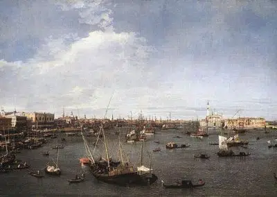 Le Bassin de Saint-Marco vers l'est, Musée des Beaux-Arts de Boston, huile sur toile, par le peintre Giovanni Antonio Canal, dit Canaletto, artiste vénitien du XVIIIe siècle