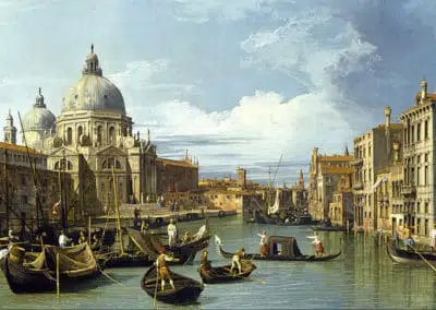 Entrance to the Grand Canal, Venice, Museum of Fine Arts, Houston, oil on canvans by canaletto, venetian artist of city views, eighteenth century, italy