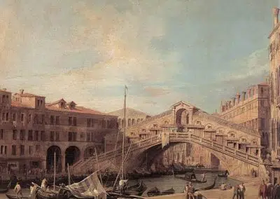 Le pont du Rialto depuis le Sud, collection privée, Giovanni Antonio Canal connu comme Canaletto, peinture de paysages urbains ou védutisme, artiste vénitien, Italie