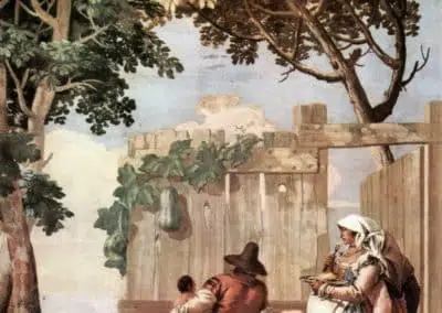 Famille paysanne à table, de la salle des scènes rustiques dans l'hôtellerie, 1757, Villa Valmarana ai Nani, Vicence