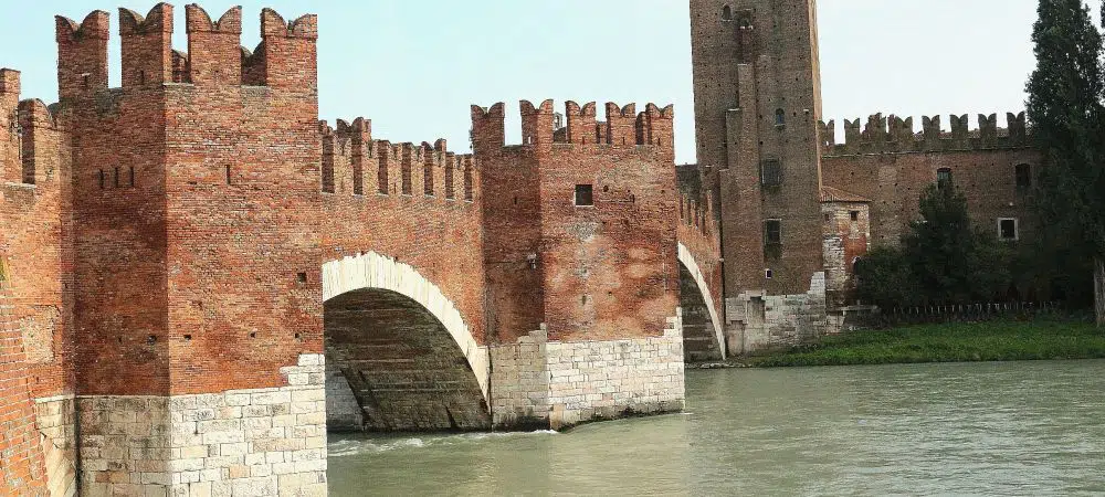 Verona Scaligeri bridge on the Adige river, part of Castelvecchio in the town of Romeo and Jiuliet