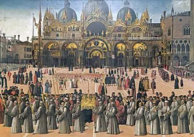 Gentile Bellini, Procession sur la place Saint-Marc, v. 1496, Gallerie dell'Accademia, Venise