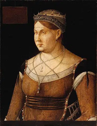 Gentile Bellini, reine Caterina Cornaro, v. 1500; Szépmüvészeti Múzeum, Budapest