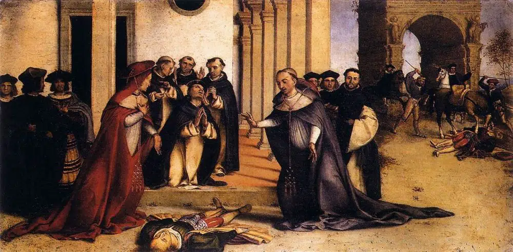 Lorenzo Lotto, St Dominic Raises Napoleone Orsini, Accademia Carrara, Bergamo