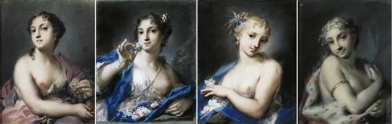 The Four seasons, Rosalba Carriera prominent and greatly admired portrait artist of the Venetian Rococo