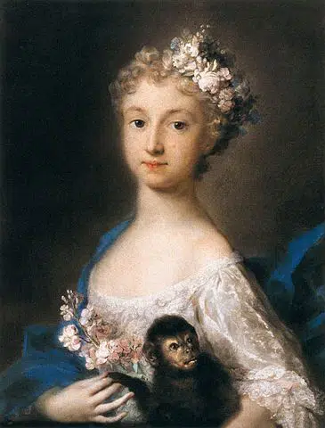 Young Girl Holding a Monkey, Rosalba Carriera