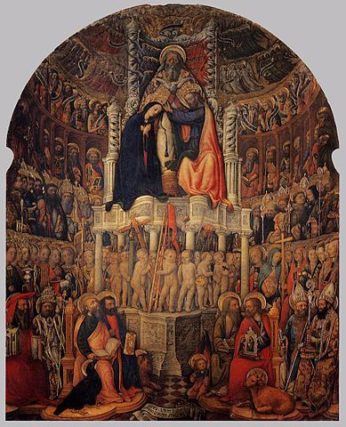Couronnement de la Vierge", 1444, Église San Pantalon, Venise