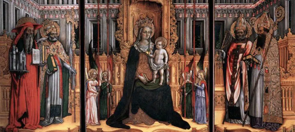 Triptyque Vierge à l'enfant entourée de saints, 1446, Galleria dell Accademia, Venise, Italie - Détail