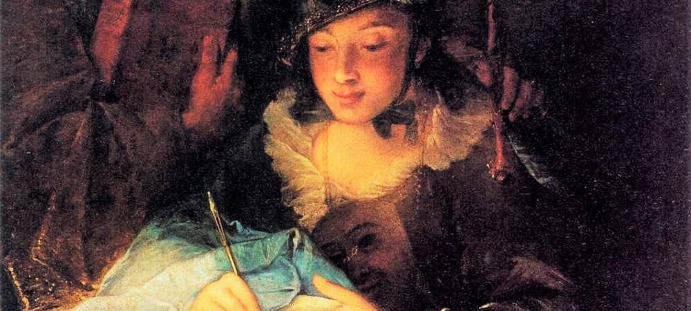 La Peinture et le mérite, Alessandro Longhi, Gallerie dell'Accademia - détail. Artiste vénitien du XVIIIe siècle
