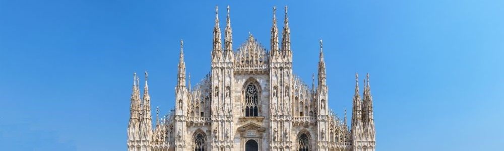 Milano Duomo - detail of the roof. Capital of Lombardy region, Italy. Sightseeing in Italy with professional drivers